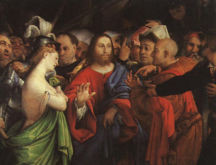 Lorenzo Lotto Christ and the Adulteress oil painting picture